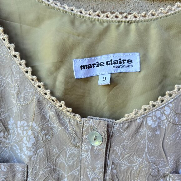 Vintage sage Green Button-Front Dress Adjustable Back - Picture 4 of 9